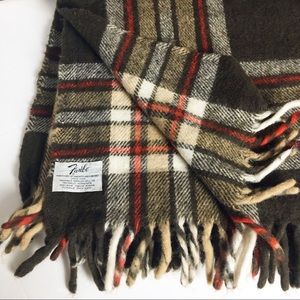 FARIBO Vtg Natural Wool Throw Plaid Earthy Colors